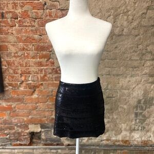 Costa Blanca Black Sequin Mini Skirt Size Small